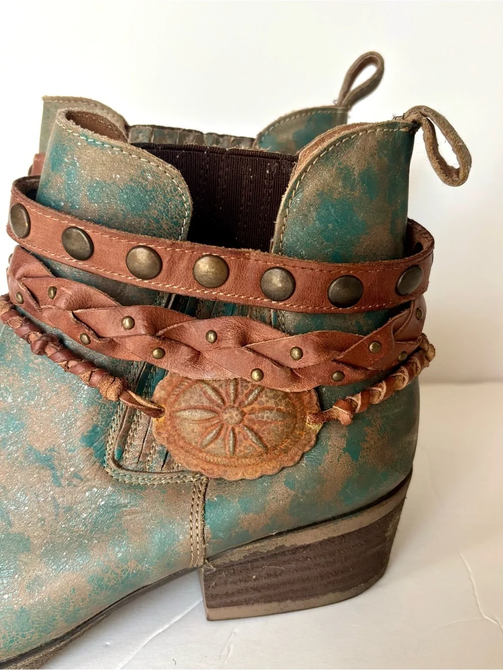 Corral Circle G Green Harness Studded boots 9.5 green cowboy western boho
